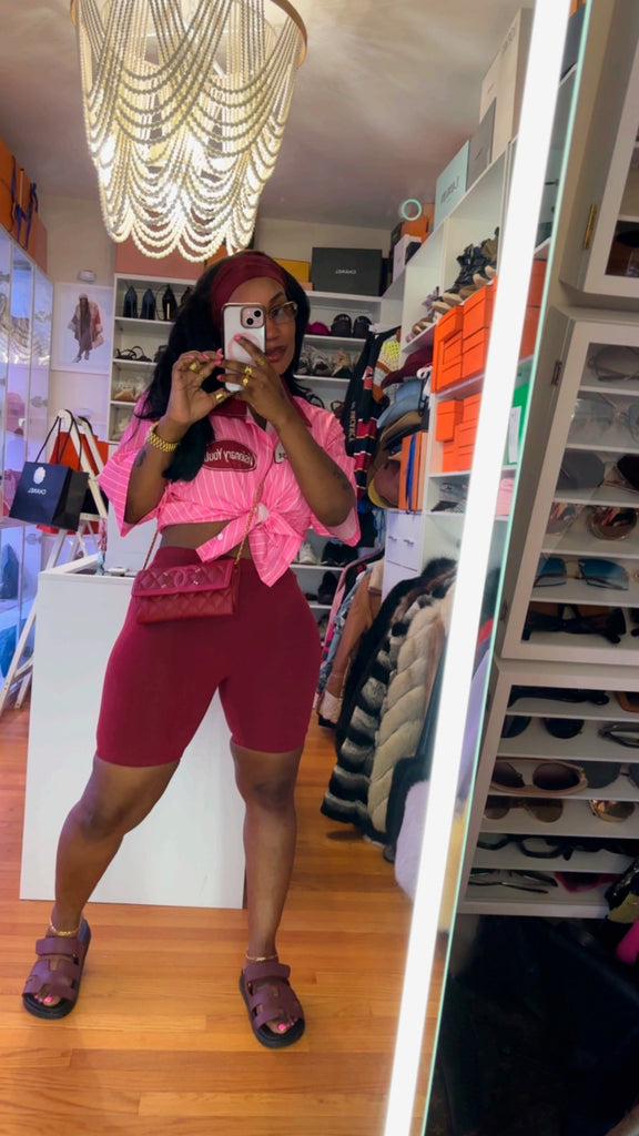 Lavish Pink/Wine Button Up