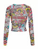 Lavish Graphic Mesh Top