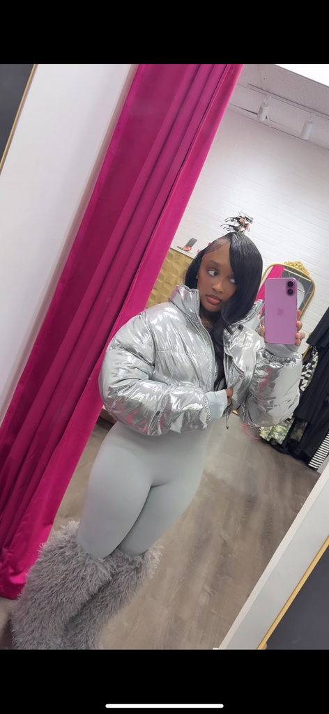 Lavish Silver Crop Puffer