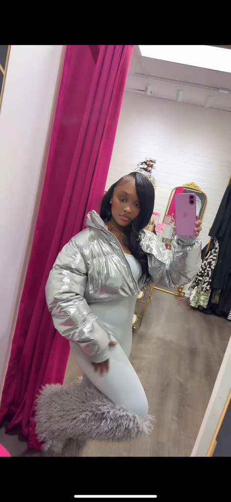 Lavish Silver Crop Puffer