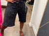 Lavish Black Denim Rhinestone Jorts