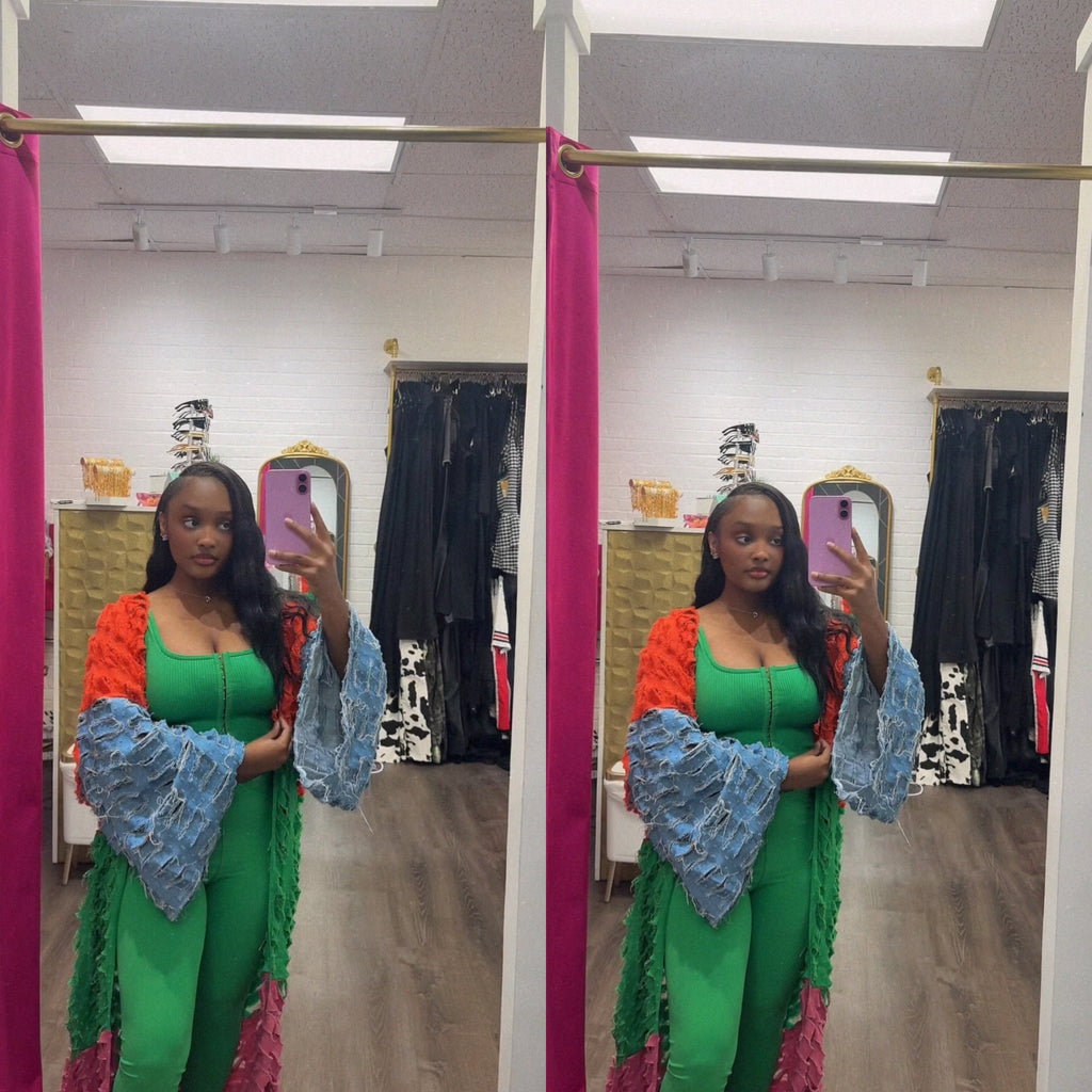 Lavish Colorful Denim Cardigan